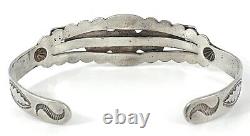 Bracelet manchette vintage en argent sterling estampé Navajo Fred Harvey avec motif de Thunderbird