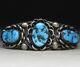 Bracelet Manchette Vintage En Argent Sterling Turquoise Amérindien Navajo