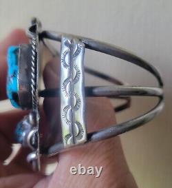 Bracelet vintage en argent sterling avec turquoise et corail des Indiens Navajo natifs américains