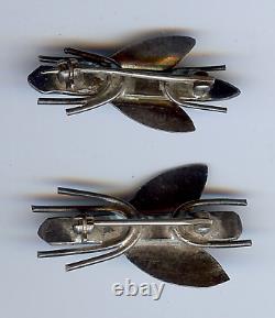 Broche d'épingle en argent vintage de l'Indien Navajo avec une paire de broches de bug