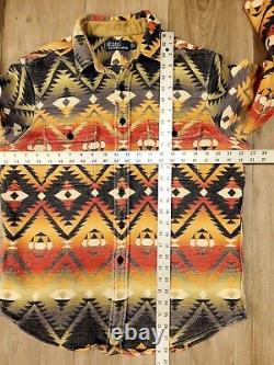 Chemise à boutons en flanelle tribale Navajo indienne Vintage Polo Ralph Lauren pour hommes