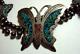 Collier Navajo Amérindien En Argent Et Turquoise Avec Des Papillons Vintage