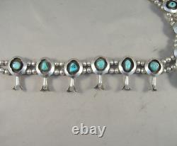 Collier Vintage Squash Blossom Navajo en Turquoise et Argent Sterling