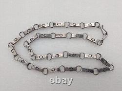 Collier de chaîne en argent sterling vintage Navajo Pueblo fait main, estampillé 72g