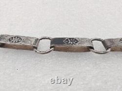 Collier de chaîne en argent sterling vintage Navajo Pueblo fait main, estampillé 72g