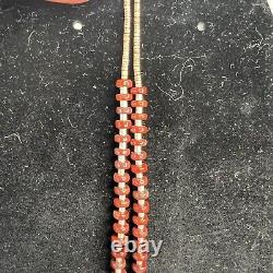 Collier de perles double rangée ajustable en argent sterling Vtg Navajo Indian en rouge