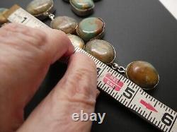 Collier géant en argent sterling 925 avec pierres gemmes turquoise Navajo vintage de 244 grammes