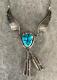 Collier Pendentif Vintage En Argent Sterling Turquoise Amérindien