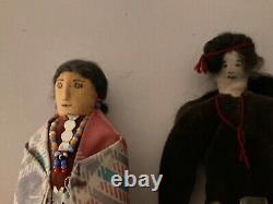 Couple de Navajos anciens vintage entièrement faits à la main, 6 et 6 1/2 pouces de hauteur #919