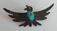 Épingle Ou Pendentif En Argent Turquoise Navajo Vintage Thunderbird Indien