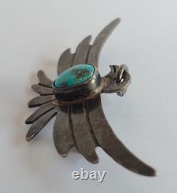 Épingle ou pendentif en argent turquoise Navajo vintage Thunderbird indien