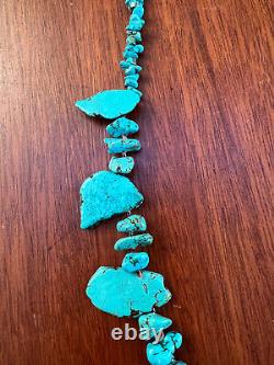 Grands bijoux vintage Navajo en magnésite turquoise bleue teinte et en pépites de turquoise