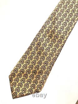 Hermès Cravate Vintage Amérindienne américaine avec coiffe Indienne Navajo haut de gamme jaune