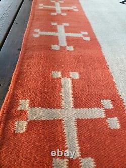 Immense tapis en laine vintage, motif tourbillon, amérindien des années 1920, 139 x 73