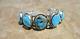 Magnifique ! Bracelet Vintage Navajo En Argent Sterling Avec Cinq Turquoises