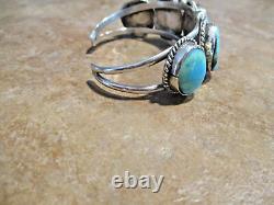 MAGNIFIQUE ! Bracelet Vintage Navajo en argent sterling avec CINQ turquoises