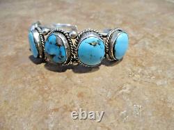 MAGNIFIQUE ! Bracelet Vintage Navajo en argent sterling avec CINQ turquoises