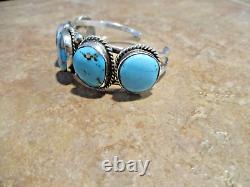 MAGNIFIQUE ! Bracelet Vintage Navajo en argent sterling avec CINQ turquoises