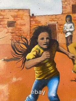 Peinture à l'huile amérindienne navajo du sud-ouest américain, vintage et moderne, signée des années 1970