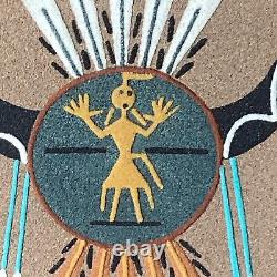 Peinture sur sable amérindienne navajo vintage encadrée par l'artiste Keith Silversmith