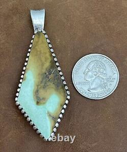 Pendentif Vintage R. C Navajo amérindien en argent sterling avec turquoise double face signé