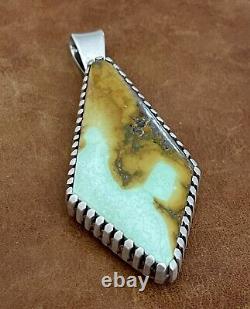 Pendentif Vintage R. C Navajo amérindien en argent sterling avec turquoise double face signé