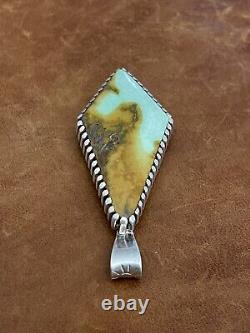 Pendentif Vintage R. C Navajo amérindien en argent sterling avec turquoise double face signé