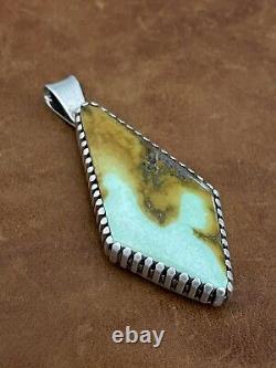 Pendentif Vintage R. C Navajo amérindien en argent sterling avec turquoise double face signé