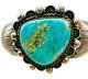 Superbe Bracelet Manchette En Argent Turquoises Fait Main De Style Vintage Navajo Native American