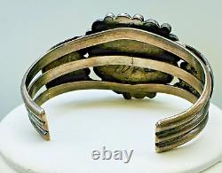 Superbe bracelet manchette en argent turquoises fait main de style vintage Navajo Native American