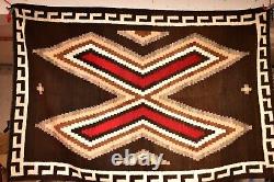 Tapis Navajo Antique Textile Amérindien Indien LARGE 63x42 Tissage Vintage