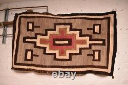 Tapis Navajo ancien Textile Amérindien indien 61x37 GRAND Tissage Vintage