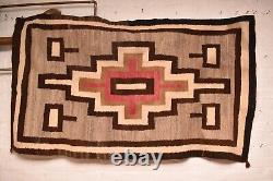 Tapis Navajo ancien Textile Amérindien indien 61x37 GRAND Tissage Vintage