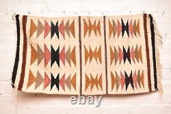 Tapis Navajo ancien Tissage amérindien amérindien Vintage 34x19 Textile