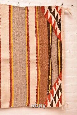 Tapis Navajo ancien, couverture de selle rayée amérindienne américaine 31x30 vintage