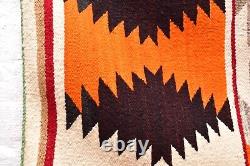 Tapis Navajo ancien en textile amérindien américain du sud-ouest 37x19 Tissage vintage