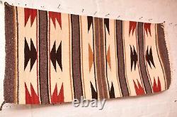 Tapis Navajo antique Tissage amérindien à rayures 40x19 Textile vintage