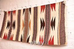 Tapis Navajo antique Tissage amérindien à rayures 40x19 Textile vintage