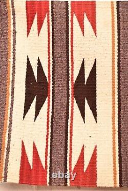 Tapis Navajo antique Tissage amérindien à rayures 40x19 Textile vintage