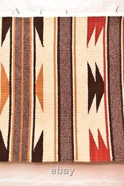 Tapis Navajo antique Tissage amérindien à rayures 40x19 Textile vintage