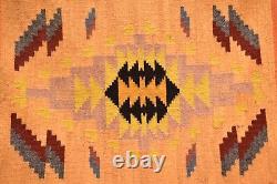 Tapis ancien Navajo en textile amérindien américain aux couleurs VIVES 28x21 tissage