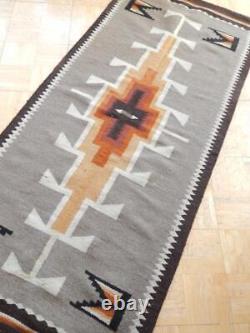 Tapis de coureur vintage Navajo indien Xtra Large 32x74.5 Deux Grey Hills