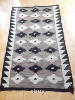 Tapis indien Navajo vintage des années 1920-30, 41,5 x 62,5, couleurs naturelles