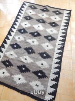 Tapis indien Navajo vintage des années 1920-30, 41,5 x 62,5, couleurs naturelles