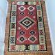 Tapis Kilim Tribal Amérindien Navajo Vintage Géométrique Des Années 1950 38x60