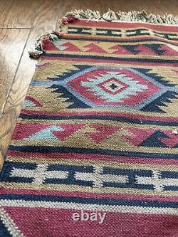 Tapis kilim tribal amérindien navajo vintage géométrique des années 1950 44x69